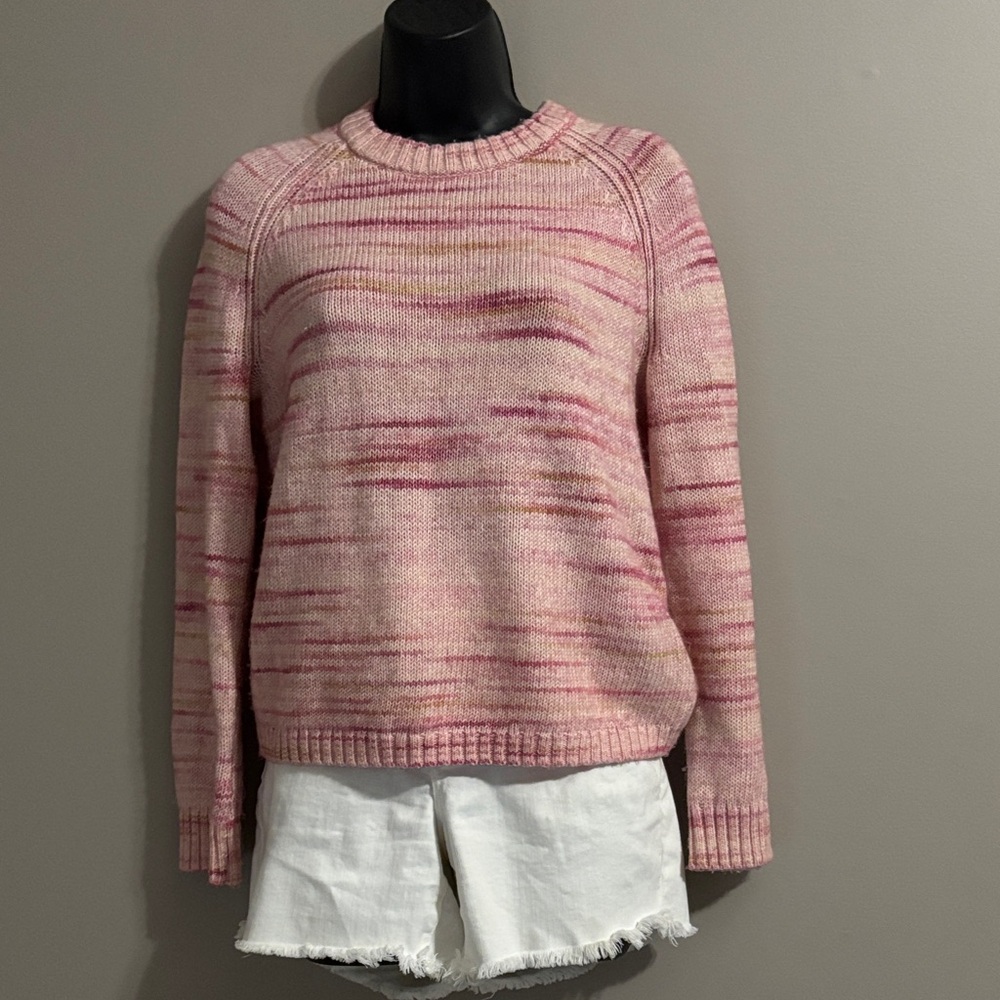 J. Crew Factory Pink and Cream Women's Sweater